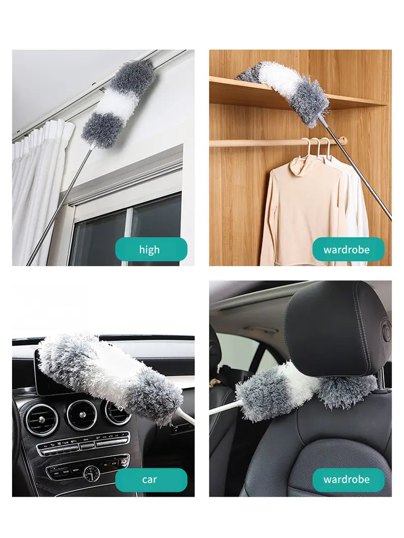 Retractable Portable Brush for Dust Removal (Gray/White)