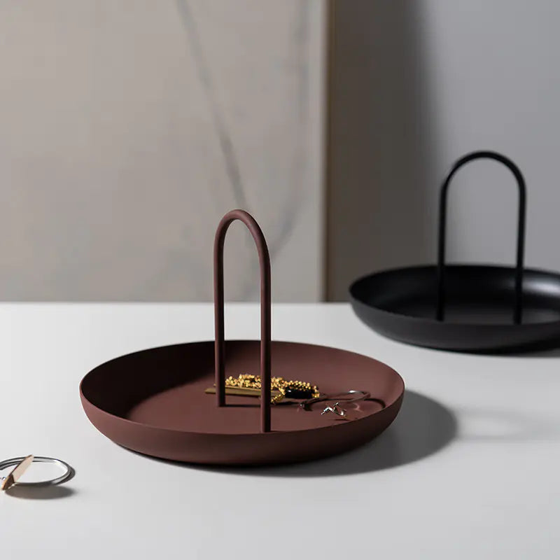Nordic Modern Round Handle Tray for Storage and Decor