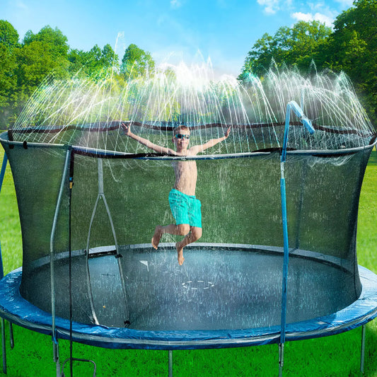 Bobor Trampoline Sprinkler for Kids Outdoor Backyard Water Park Fun Summer Outdoor Water Sprinkler Toys for Boys Girls (Black 39ft)