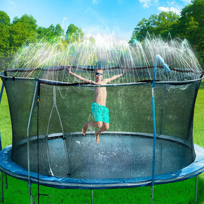 Bobor Trampoline Sprinkler for Kids Outdoor Backyard Water Park Fun Summer Outdoor Water Sprinkler Toys for Boys Girls (Black 39ft)