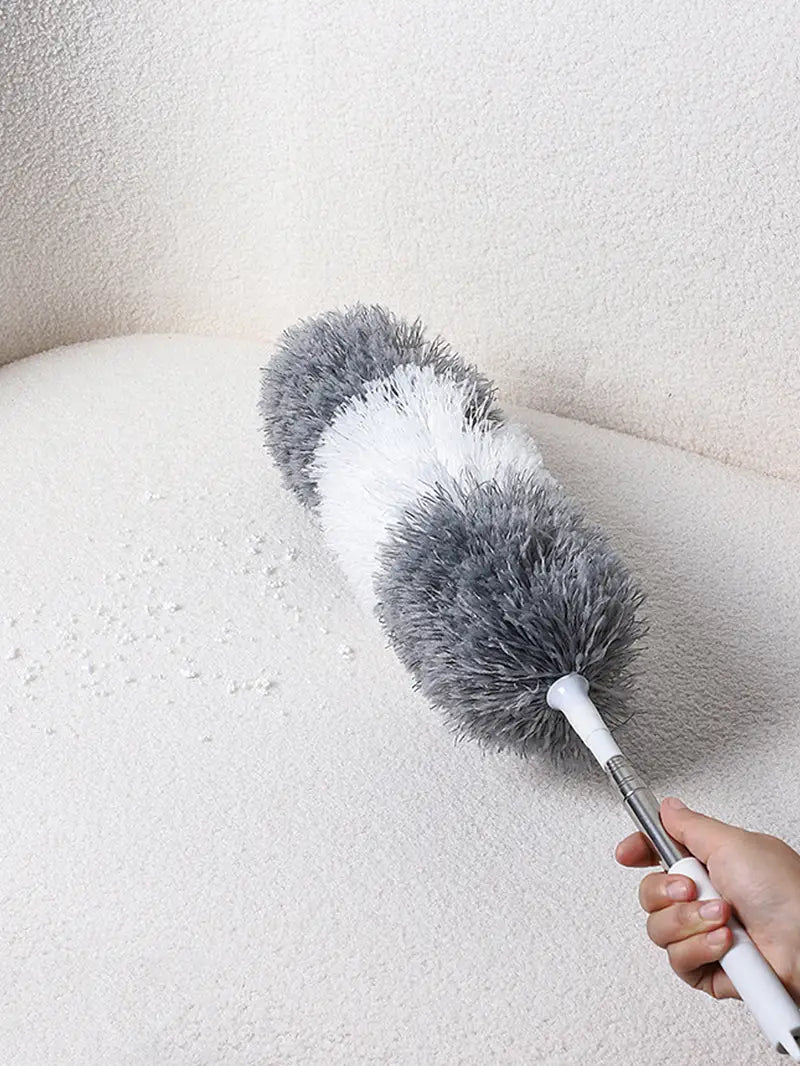 Retractable Portable Brush for Dust Removal (Gray/White)