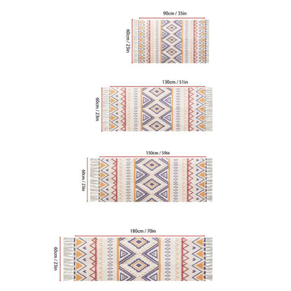 1pc Ethnic Style Cotton Linen Tufted Abstract Rug
