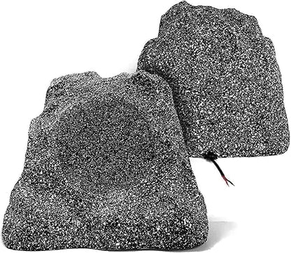 Herdio 8" Outdoor Rock Speakers Hardwired 600 WattIPX6 Waterproof Design for Pool Garden Deck and Outdoor Activities (GrayPair)
