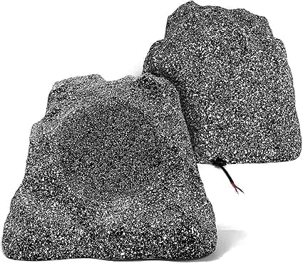 Herdio 8" Outdoor Rock Speakers Hardwired 600 WattIPX6 Waterproof Design for Pool Garden Deck and Outdoor Activities (GrayPair)