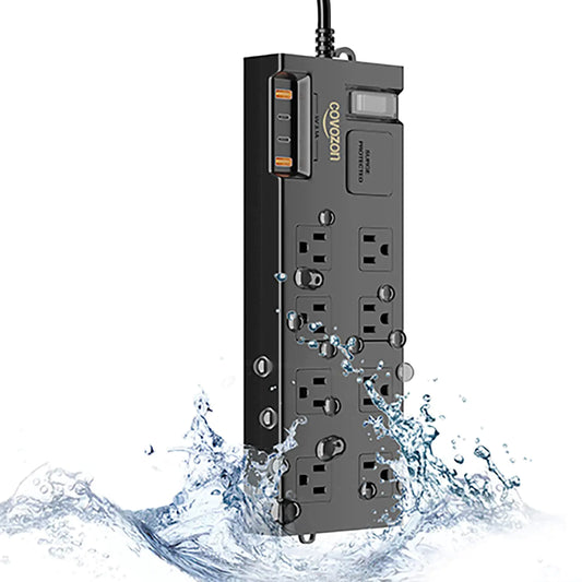 Covozon IPX6 Outdoor Power Strip Weatherproof 8 Outlets 6ft Outdoor Extension Cord Waterproof Surge Protector for Home Office.
